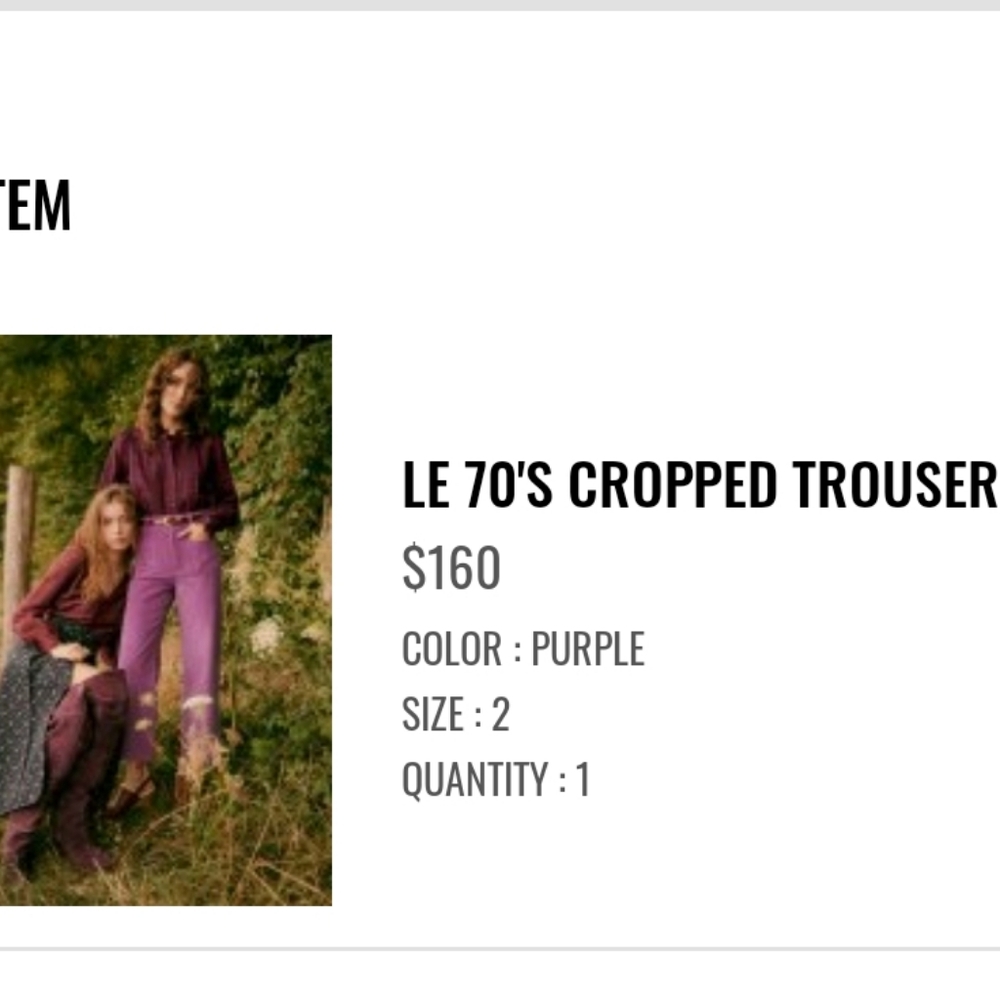 Sezane Le 70's Cropped Trousers Purple - Size 2 - Picture 2 of 6